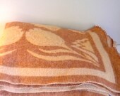 SALE Vintage Orr Heath Blanket Wool Reversible TULIPS