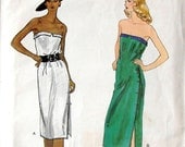 Vintage Vogue Pattern 7370 - Misses Strapless Dress - Hard to Find/Rare Pattern - UNCUT - Size 12, Bust 34"