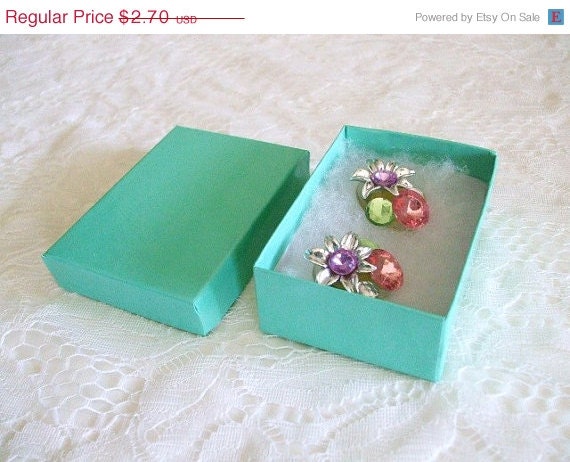 CIJ-JULY 4TH Sale Tempting Turquoise Gloss Medium Size Gift-Jewelry Boxes-With Cotton-6 Count