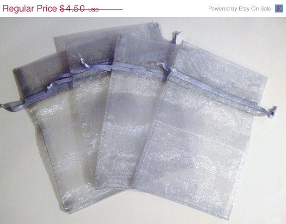 CIJ-JULY 4TH Sale 15 Count 4x6 inch Smokey Silver Grey Organza Voile Jewelry, Wedding, Favor Gift Bags