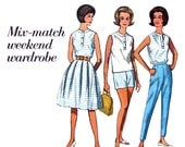1960s Vintage Pattern Simplicity 4808  Mix & Match Weekend Wardrobe Jacket Blouse Pants and Skirts Bust 32