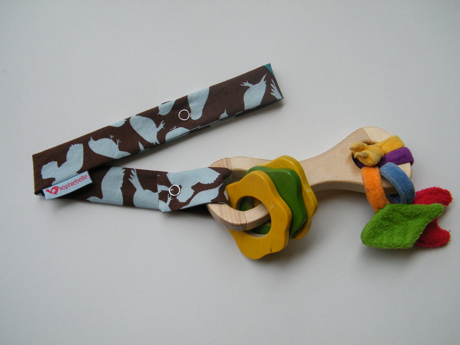 Blue and Brown Birds Sophie Saver Toy Strap