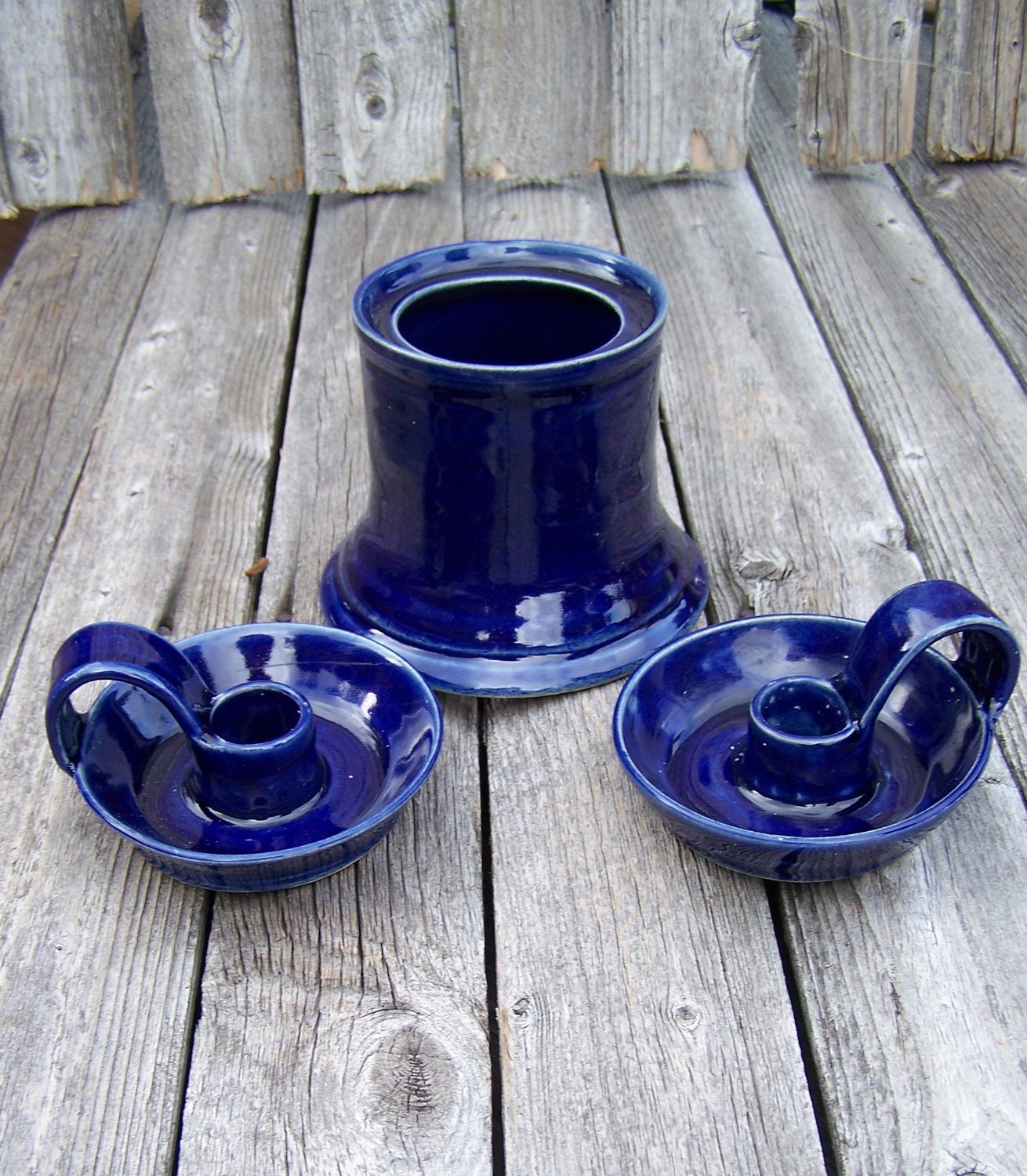 Unity Candle Holder Set in Cobalt