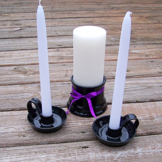Unity Candle Set in Glossy Black