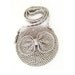 Grey circle crocheted bag with Bow And Flower Fabric