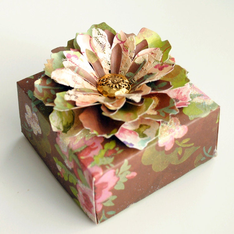 Elegant Handmade Paper FLOWER Decorated ORIGAMI Gift BOX