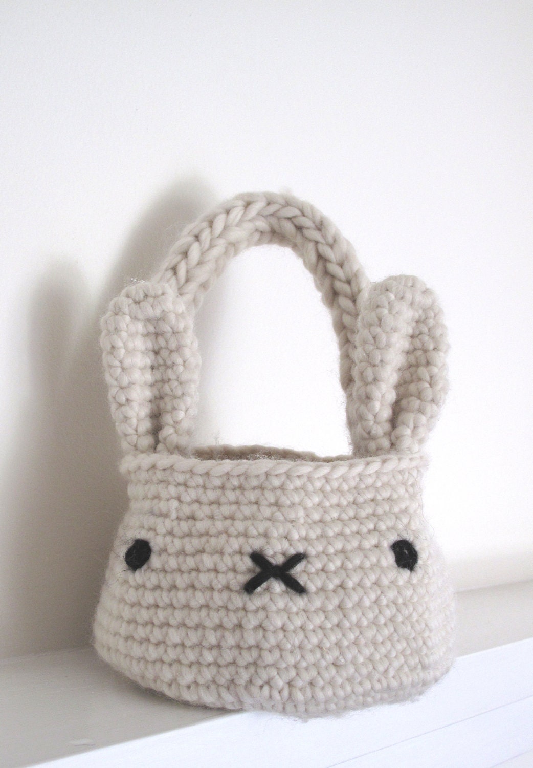 bunny basket bag - crochet pattern - PDF