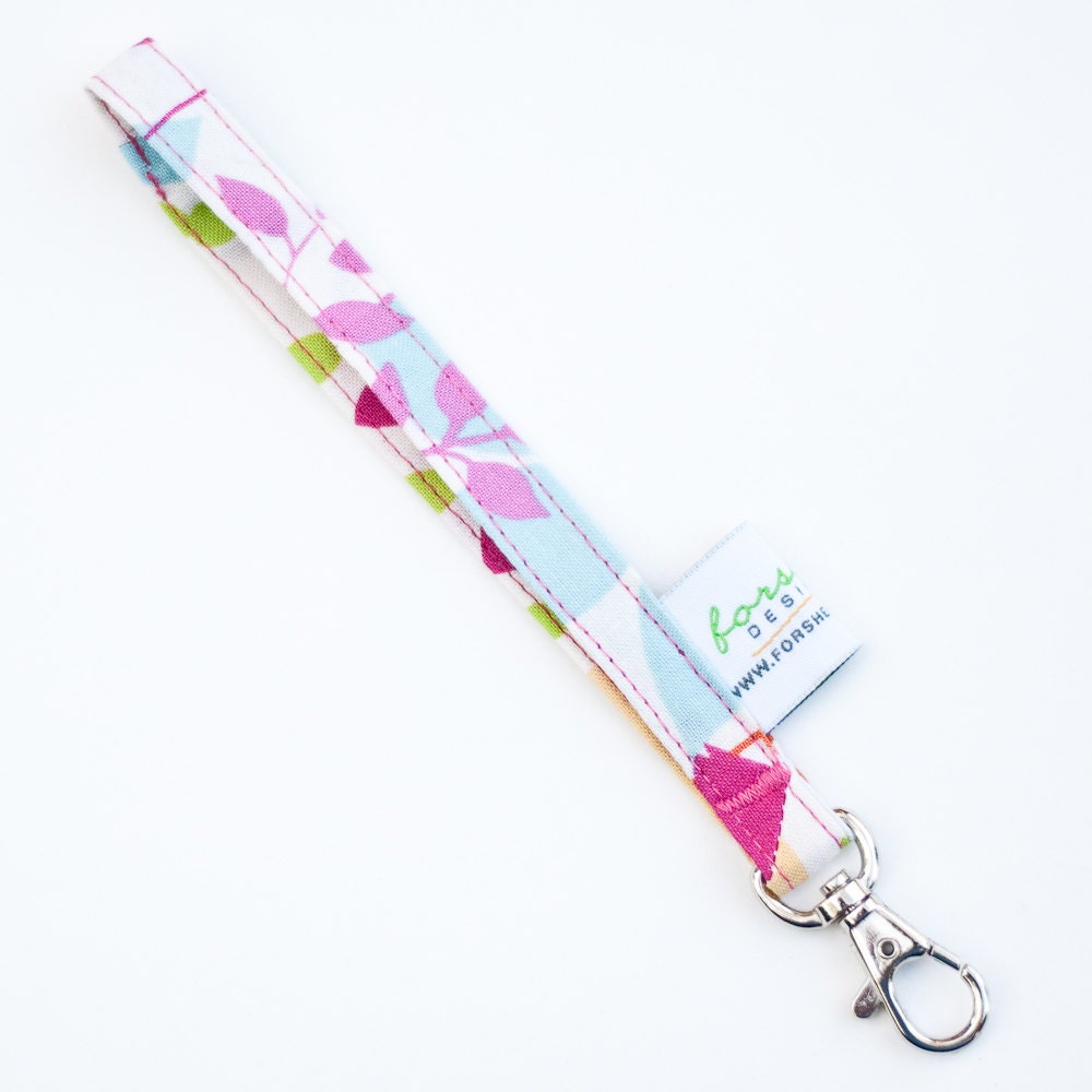 Fabric Key Fob Wristlet -- Spring Floral -- Ready To Ship