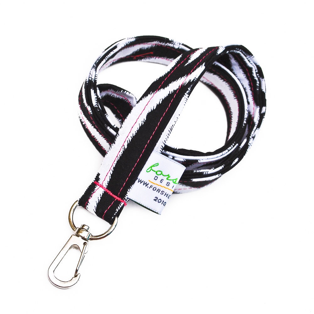 Fabric Lanyard ID Badge Holder -- Zebra Stripe -- Ready To Ship