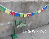 SESAME STREET fabric banner, birthday banner, party banner, reusable