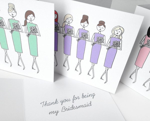 Personzlied bridesmaid cards // Thank you for being my Bridesmaid cards //custom greeting and design