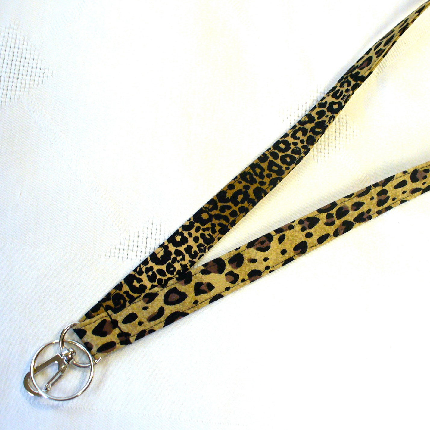 Cheetah Fabric LANYARD Breakaway Lanyard ID Badge Holder ID Clip Key Ring Fob Leopard Print Black Brown