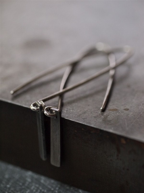 Silver wire earrings - simple, contemporary elegant, sterling silver earrings