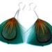 Iridescent Feather Earrings in Deep Teal, Green and Yellow - READY TO SHIP