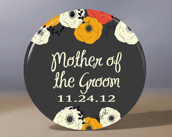 Customized Pocket Mirror - Dramatic Floral Mother of the Groom 3.5 inch Pocket Mirror with Gift Bag - Weddings Bridal Shower Favor