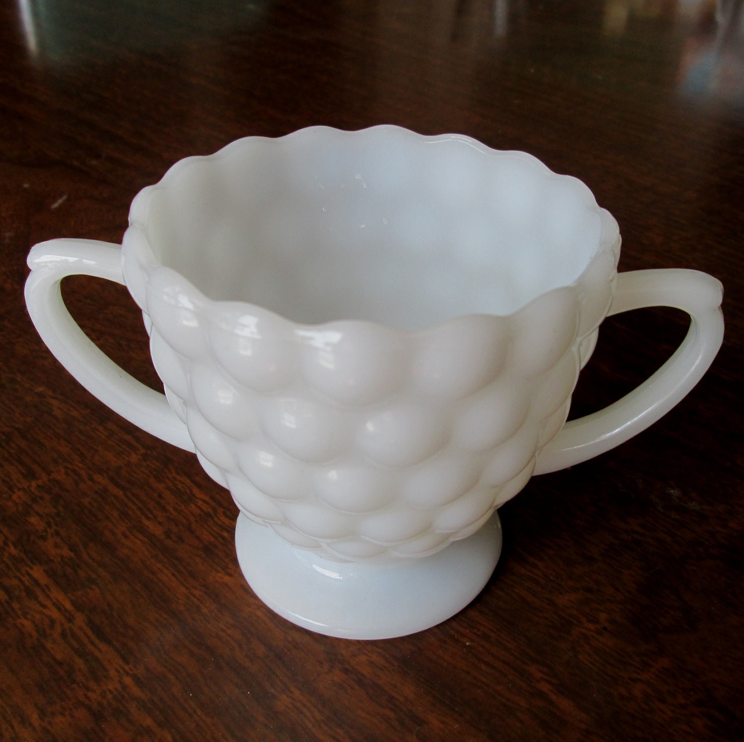 Vintage Bubble Milk Glass Sugar Bowl