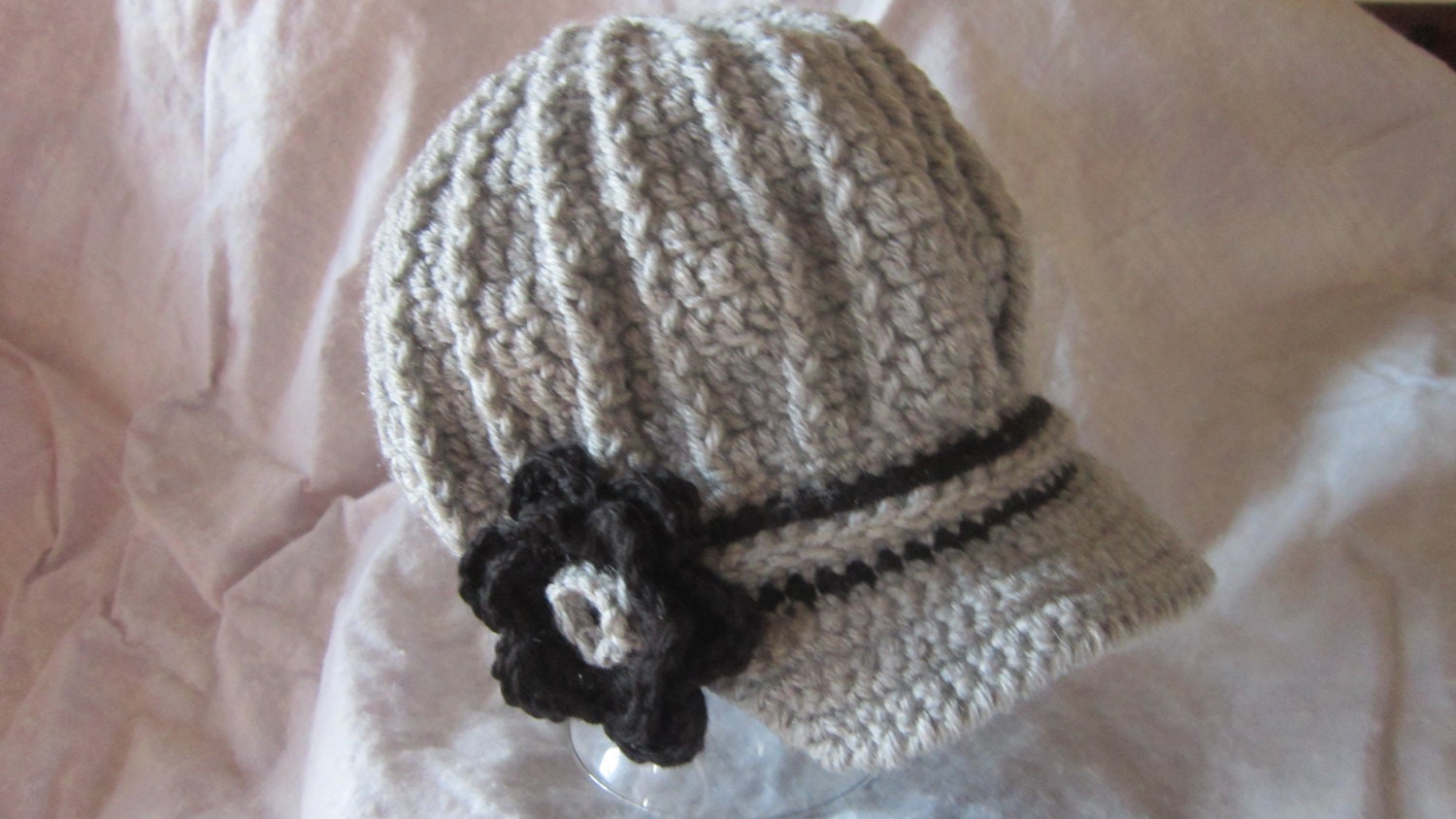 Sale Adult Womens Newsboy hat with brim with flower cap