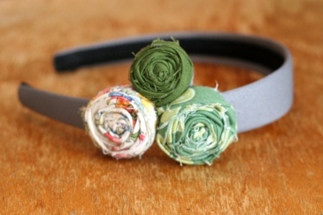 Fabric flower headband in luck o' the irish