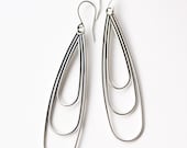 Long sterling silver earrings, sleek and feminine pair of statement dangles that are comfortable and go with everything - "Tiers Earrings"
