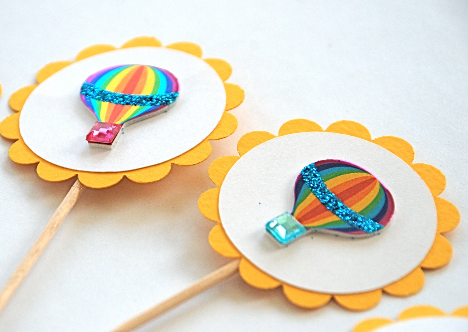 Blingin Hot Air Balloons - Cupcake Toppers