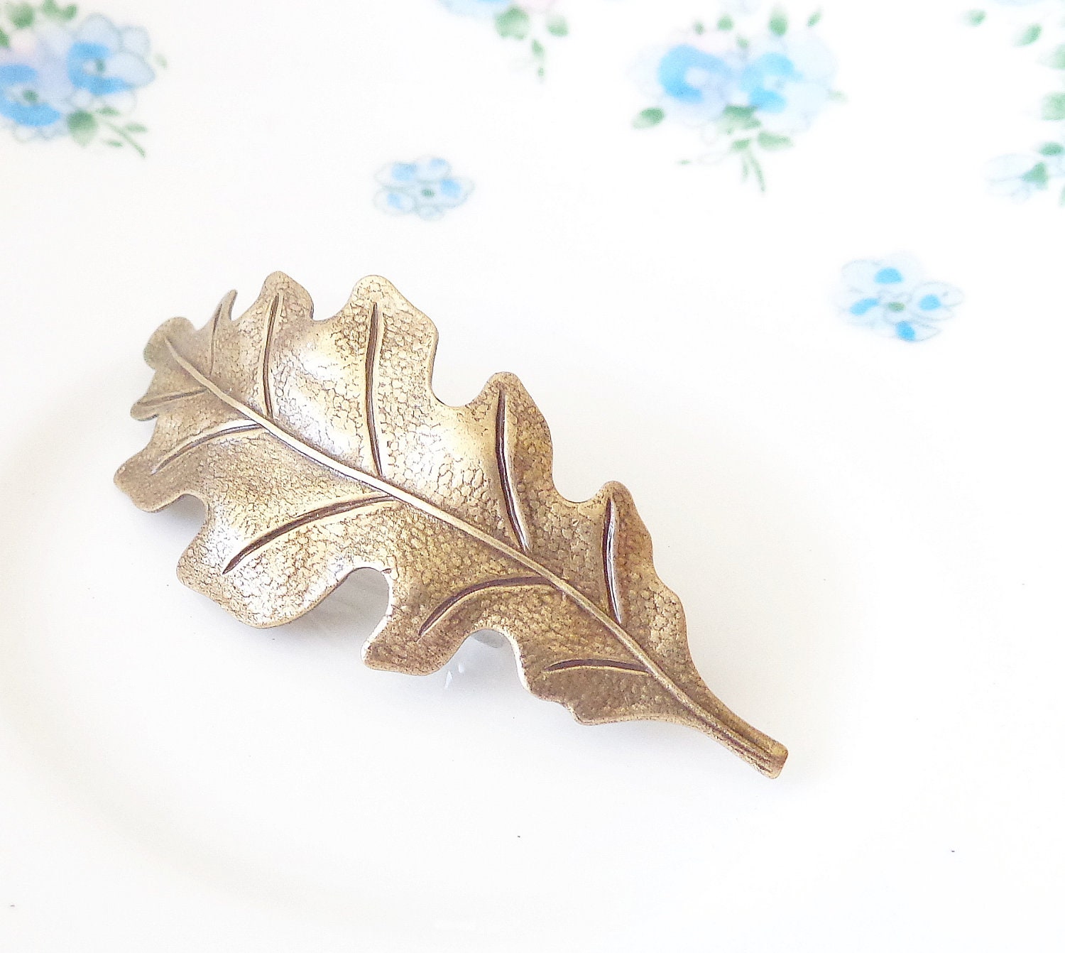 Medium Ox Brass Leaf Hair Barrette - Woodland Collection - Whimsical - Nature - Bridal