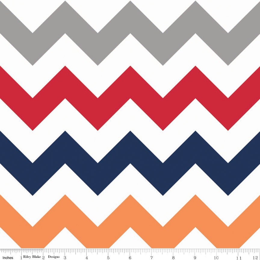 Maternity Hospital Delivery Gown in Blue, Red, Orange and Grey Chevron
