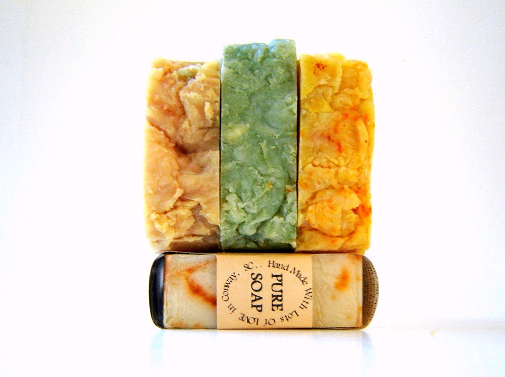 3 HUGE Rustic Hot Process Soap Bars / Autumn Soap Sampler - SoapForYourSoul