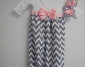Boutique Chevron Baby Layette soo Pretty great for coming home outfit look choice of color of ribbon