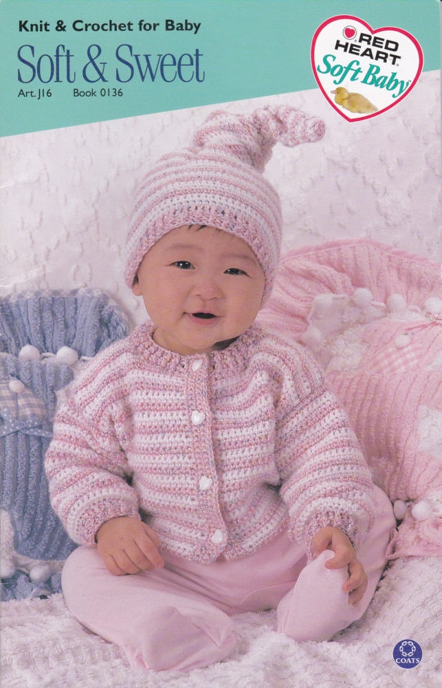 Coats & Clark Baby Layette Outfits Knit and Crochet Pattern Book 0136