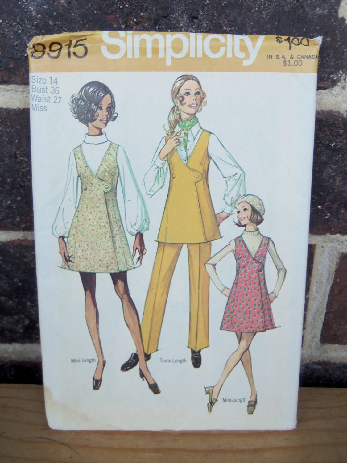 PATTERN 1970 Mini Skirt Jumper Tunic Pants Topstitching 8915 Size 14