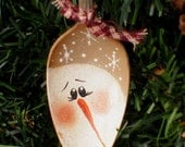 Snowman Hand Painted Vintage Silver Teaspoon Ornament
