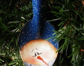 Snowman Hand Painted Blue Enamelware Spoon