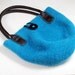 Felted Wool Tote Bag with Black Leather Handles - Teal Blue - Shoulder Bag Purse - Boho Urban Chic - Modern Minimal
