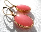 Light pink agate earrings -light pink earrings - gold earrings - grapefruit pink - D R U Z Y