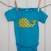 Baby Clothes // Bright Aqua Onesie with a Limey Dot Whale // Size 12-18 months // Polka Dot Whale Onesie // Unisex Onesie