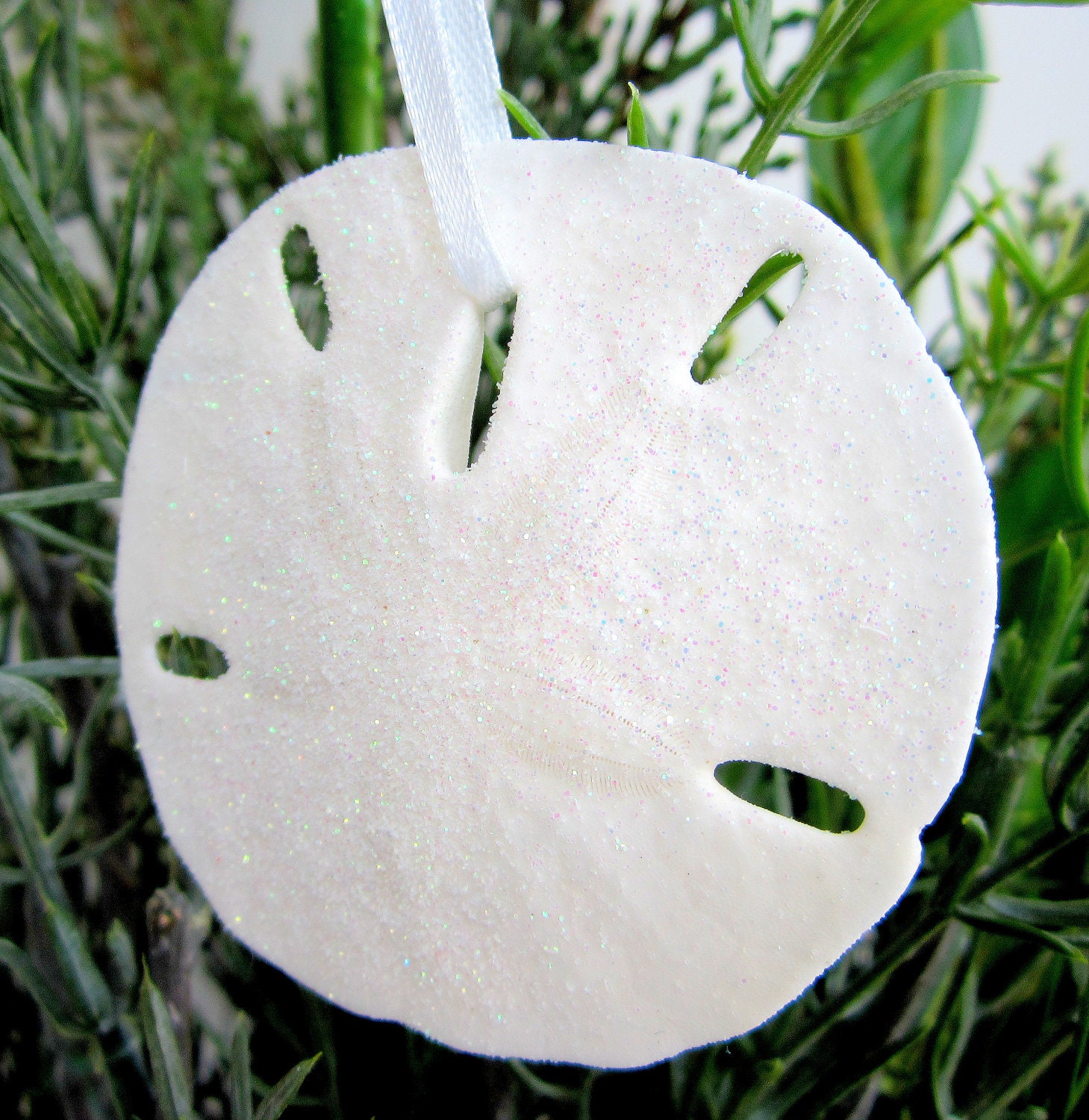 Beach Decor Shell Christmas Ornaments - Nautical Sand Dollar Holiday Ornaments, 1pc