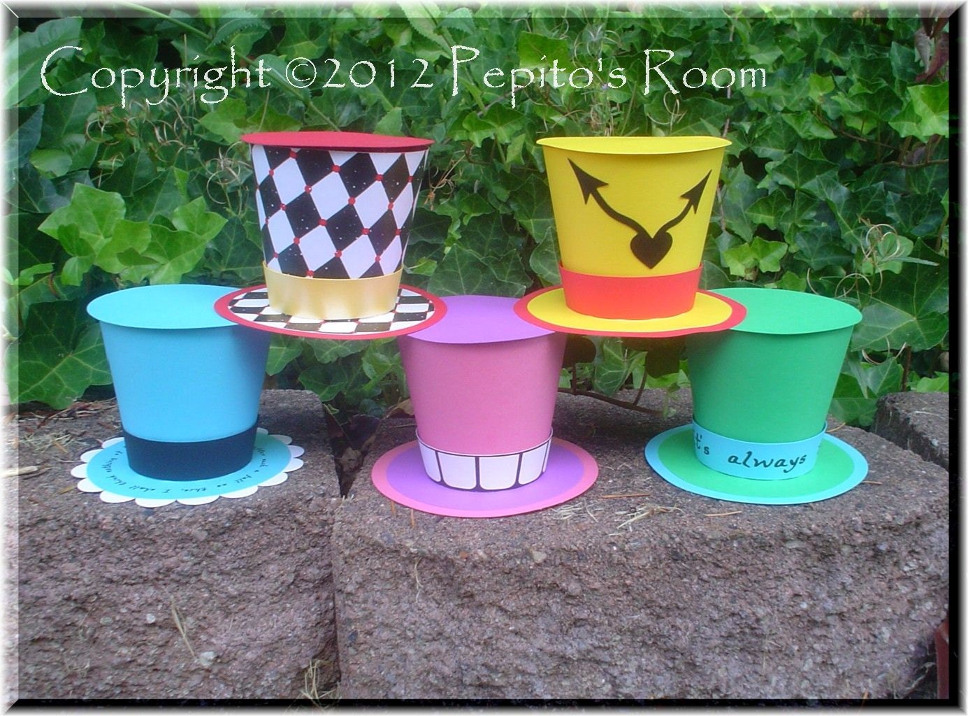 Print-INK Alice In Wonderland Top Hat Set (5) - Printable PDF Color Template - PR Il_170x135