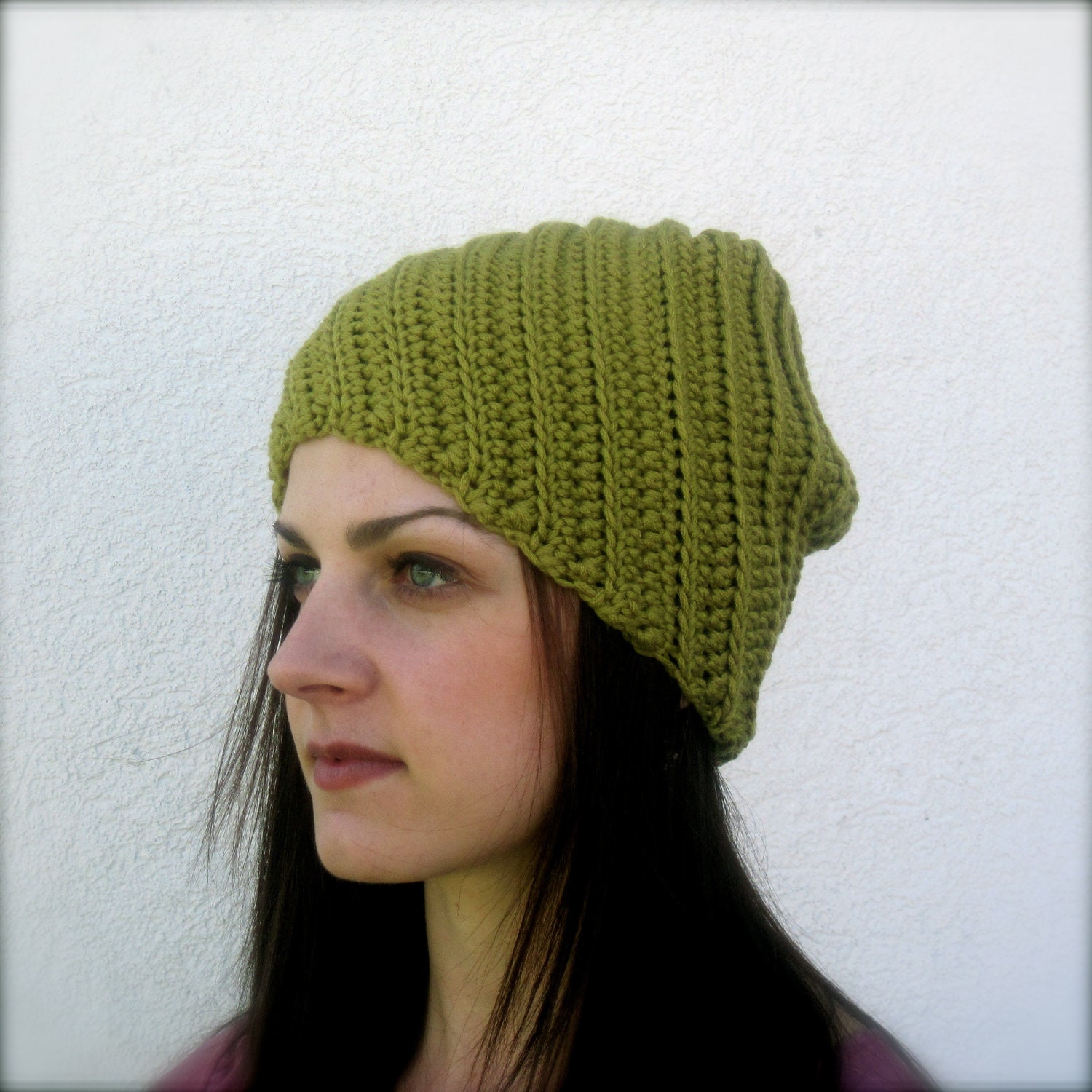 spiral ribbed hat in green
