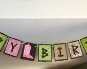 Pink, Green and Brown Cowgirl Boot Western HAPPY BIRTHDAY Banner / Garland, party, decoration, swag