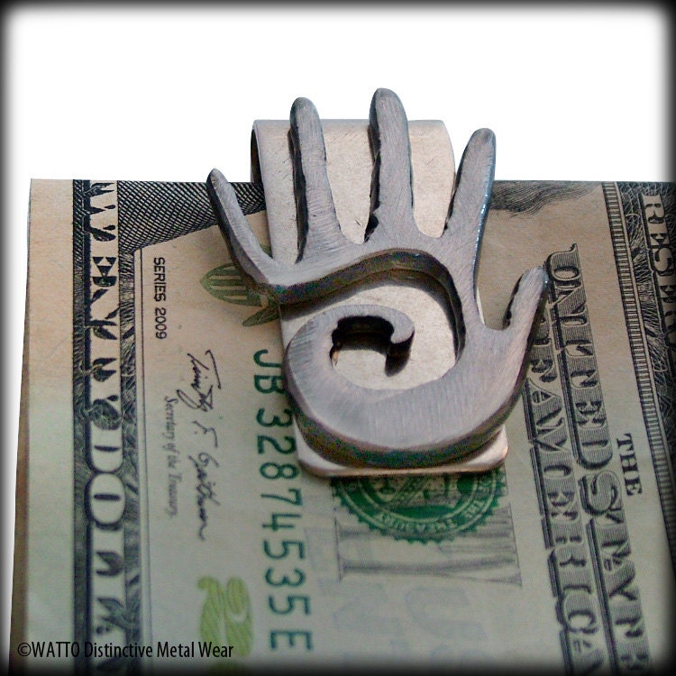 Spiral Healing Hand Money Clip- Buffed Silver Finish-Perfect for Best Man, Groomsmen, Wedding or Birthday by WATTO Distinctive Metal Wear