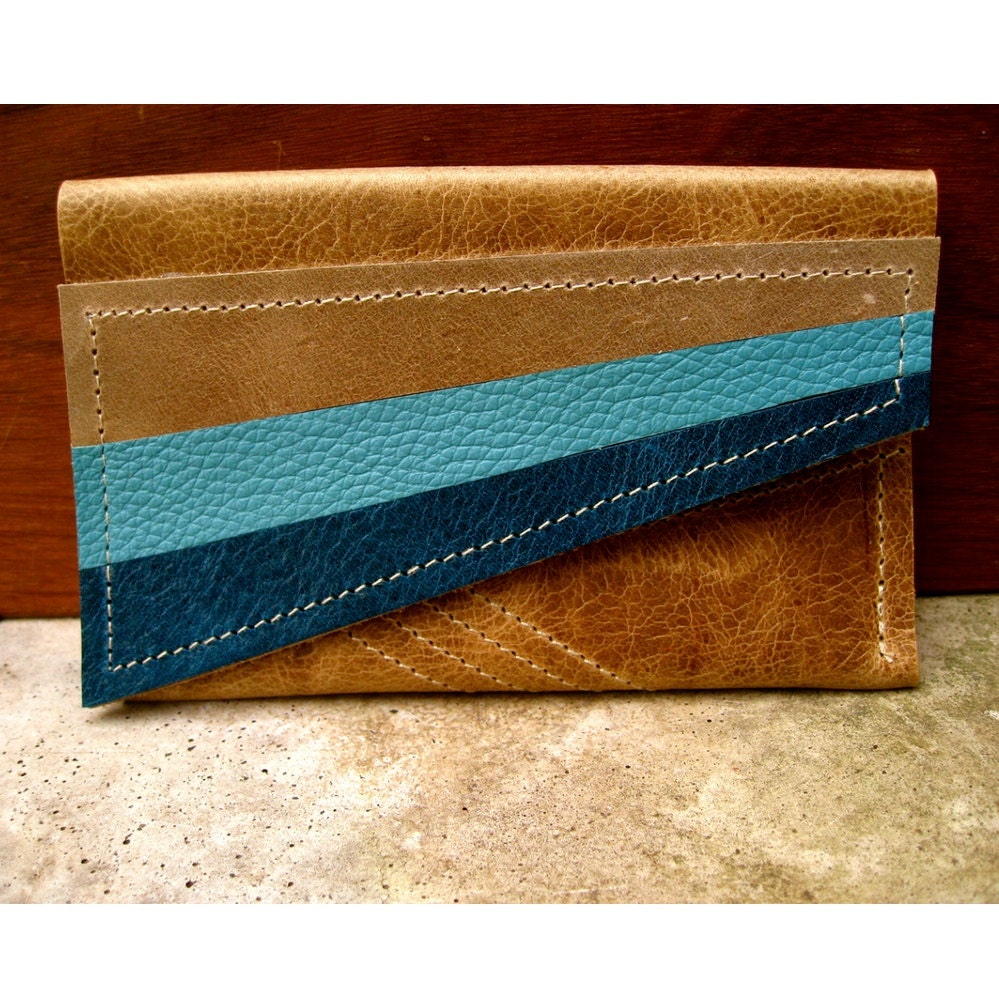 Leather Wallet, Card Case, Gift Card Holder, Business Card Case, Shades of Blue, Teal, Ochre, Grey, Red