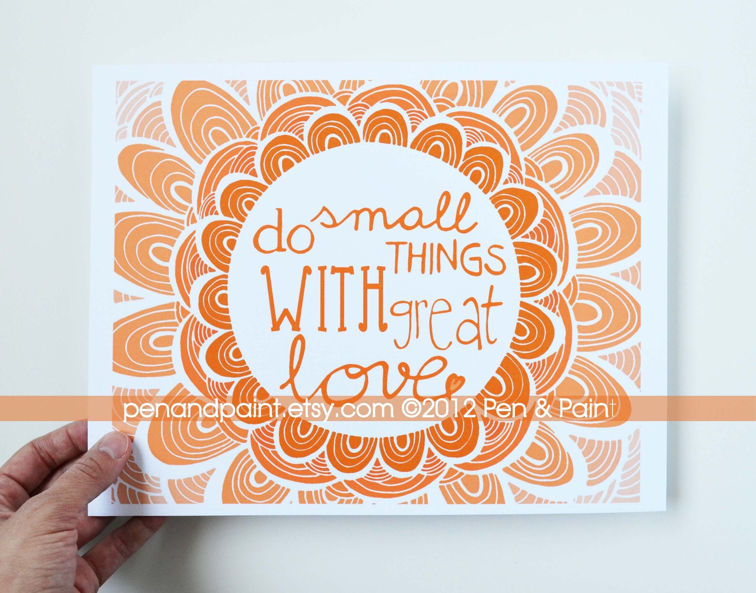 Nursery Decor, Kids Room, Graduation Gift, Orange, Peach Ombre, Mother Teresa, Do Small Things With Great Love, Inspiring Quote