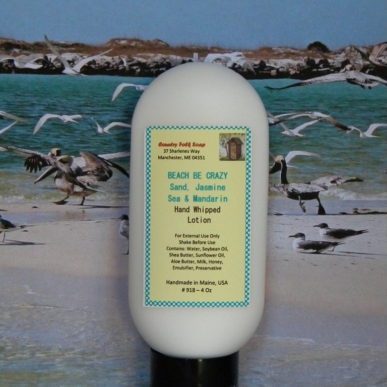 BEACH BE CRAZY Hand & Body Lotion - Handmade Beach Scented Lotion - Compare to Bobbi Brown - CountryFolkSoap
