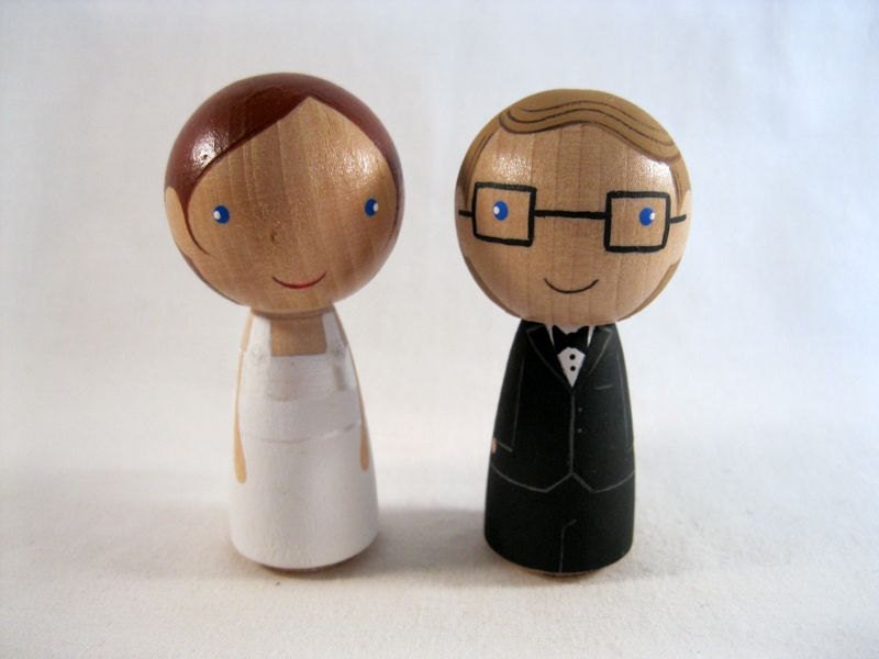 Carl and Ellie of UP Peg Kokeshi Dolls - Ready to ship