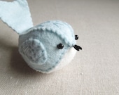 Embroidered Felt Bird Ornament in Pale Ice Blue