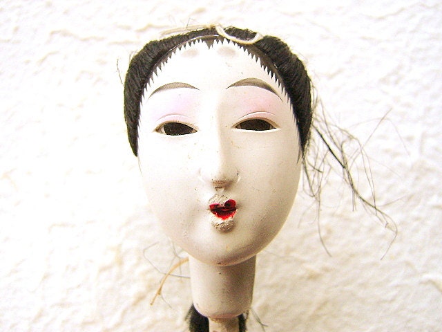 Vintage Japanese Doll Head Hina Matsuri Woman  Body Part  At Least 78 Years Old (S340)