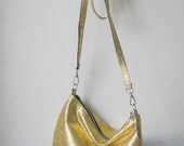 MIni Messenger gold bag ,everyday handbag, mini hobo bag