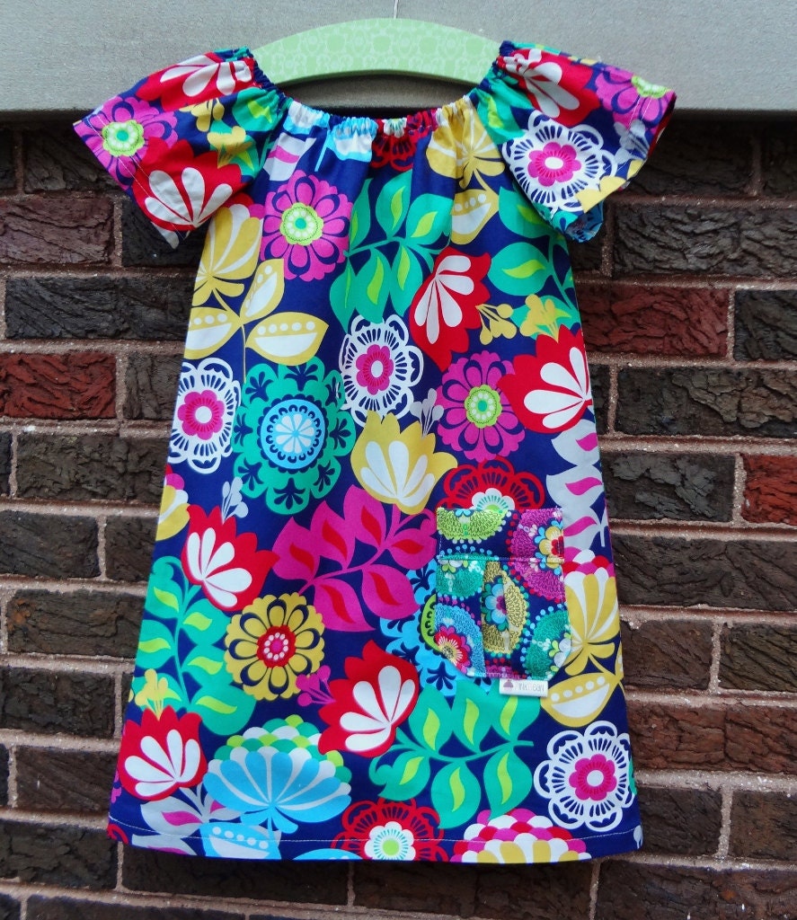 Audrey Peasant Dress with Pleated Pocket -- Available in Sizes 2T, 3T, 4T, 5, 6, 7 and 8
