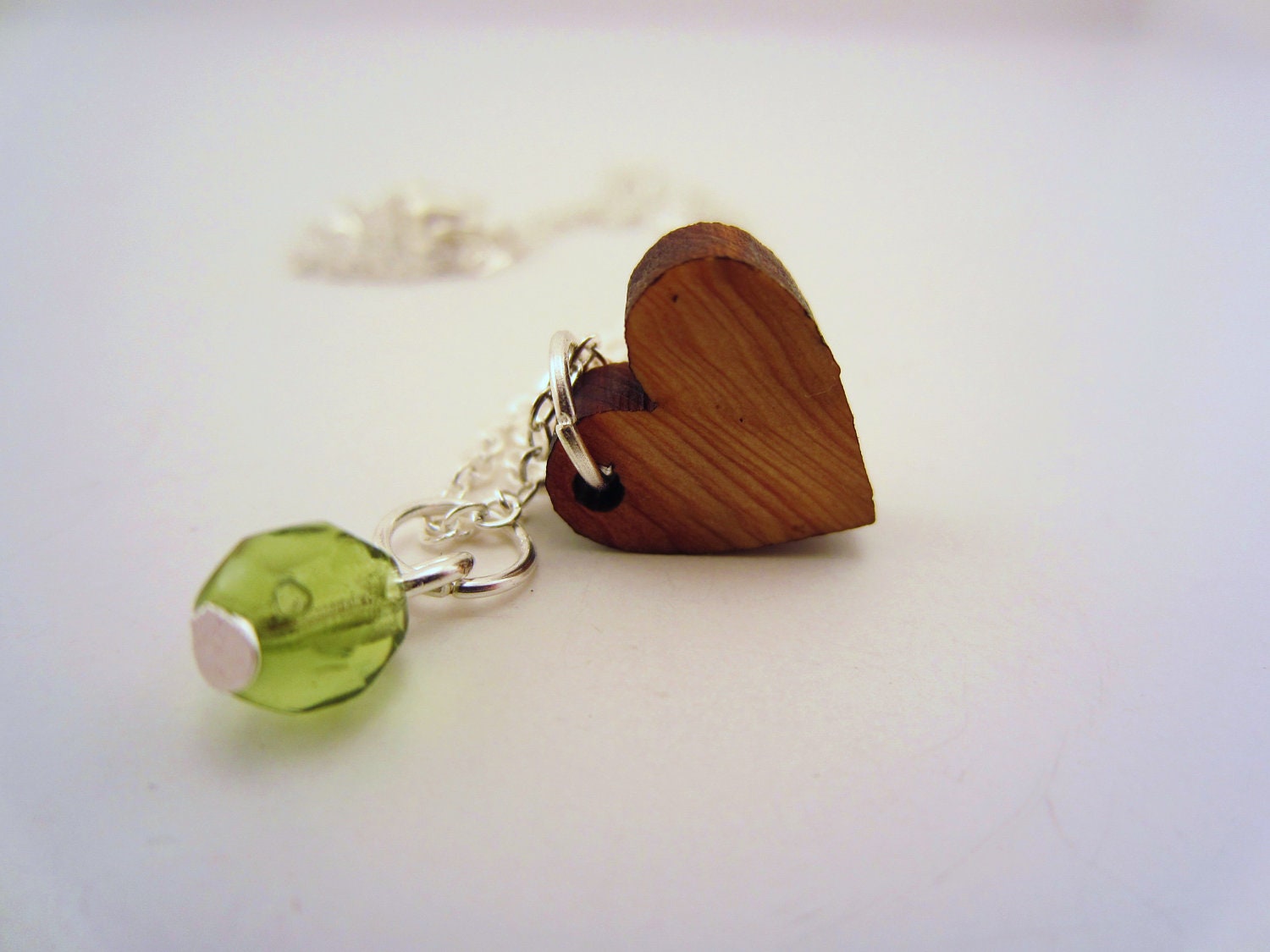 Set of two friendship necklaces. Small wood hearts with Czech glass bead. Best friend jewelry. Perfect gift for friend.