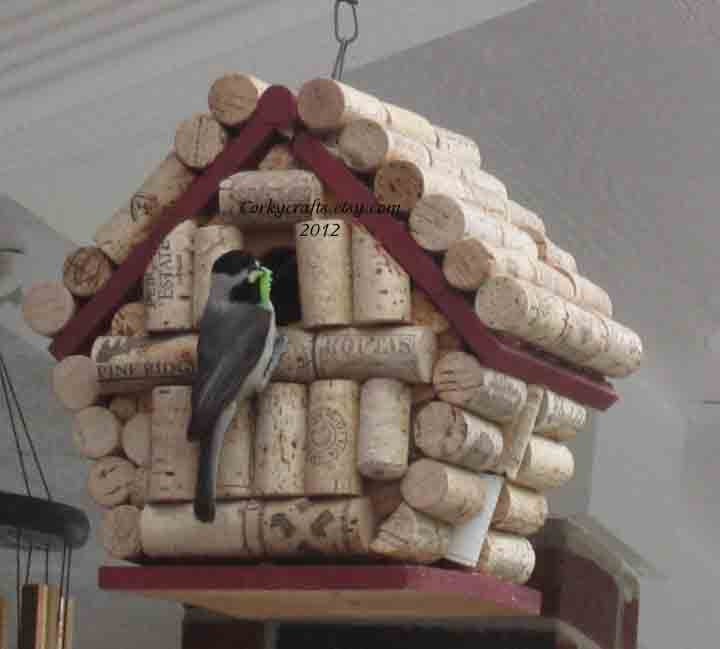 Reversed for Elise  Cyber Monday Sale wine cork bird house/beach retreat for your feathered friends for winter